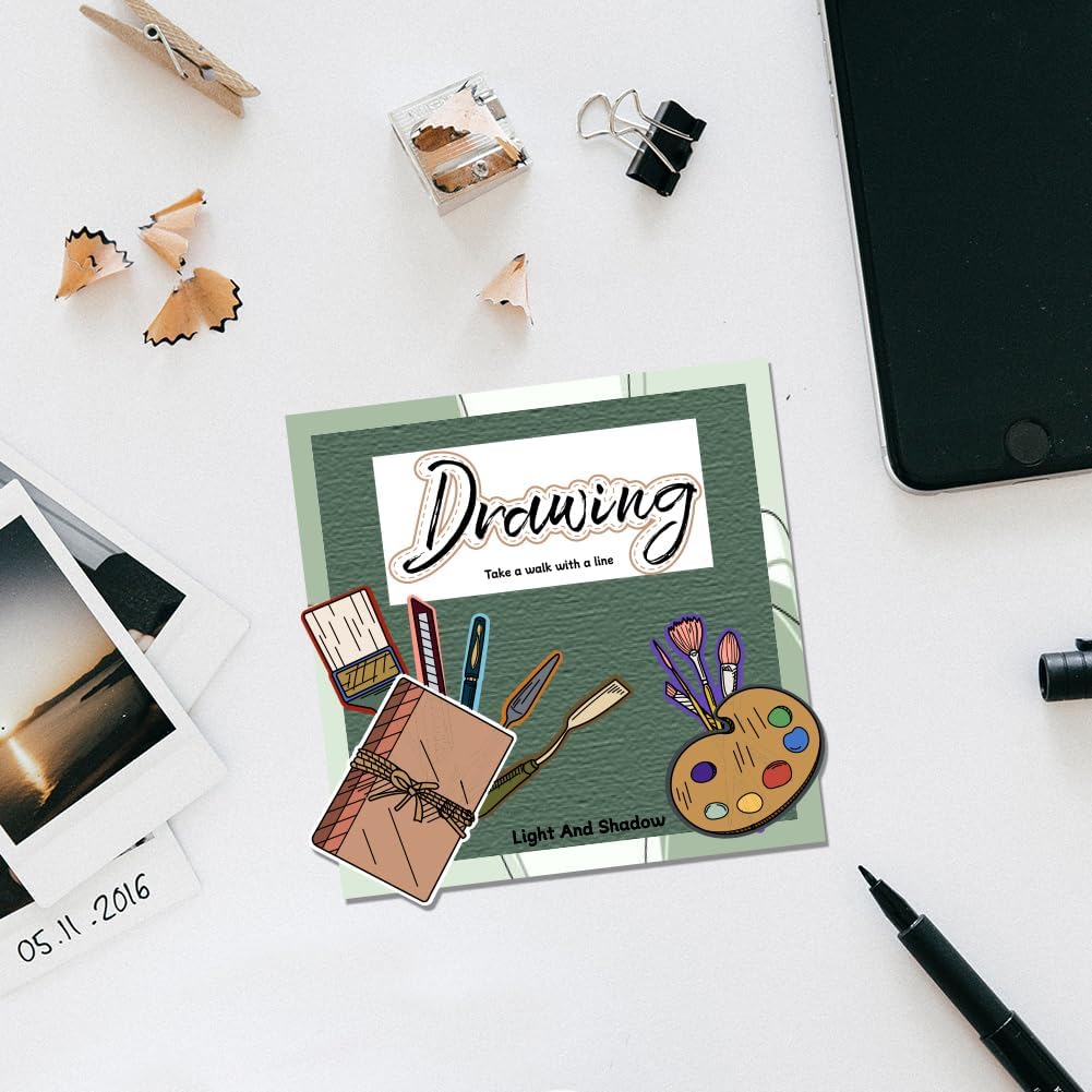 Painting Tools Clear Stamp for Scrapbooking Paint Brush Silicone Clear Stamp Pen Spatula Palette Rubber Transparent Seal Stamps for DIY Handbook Card Making Photo Album Journal Decoration