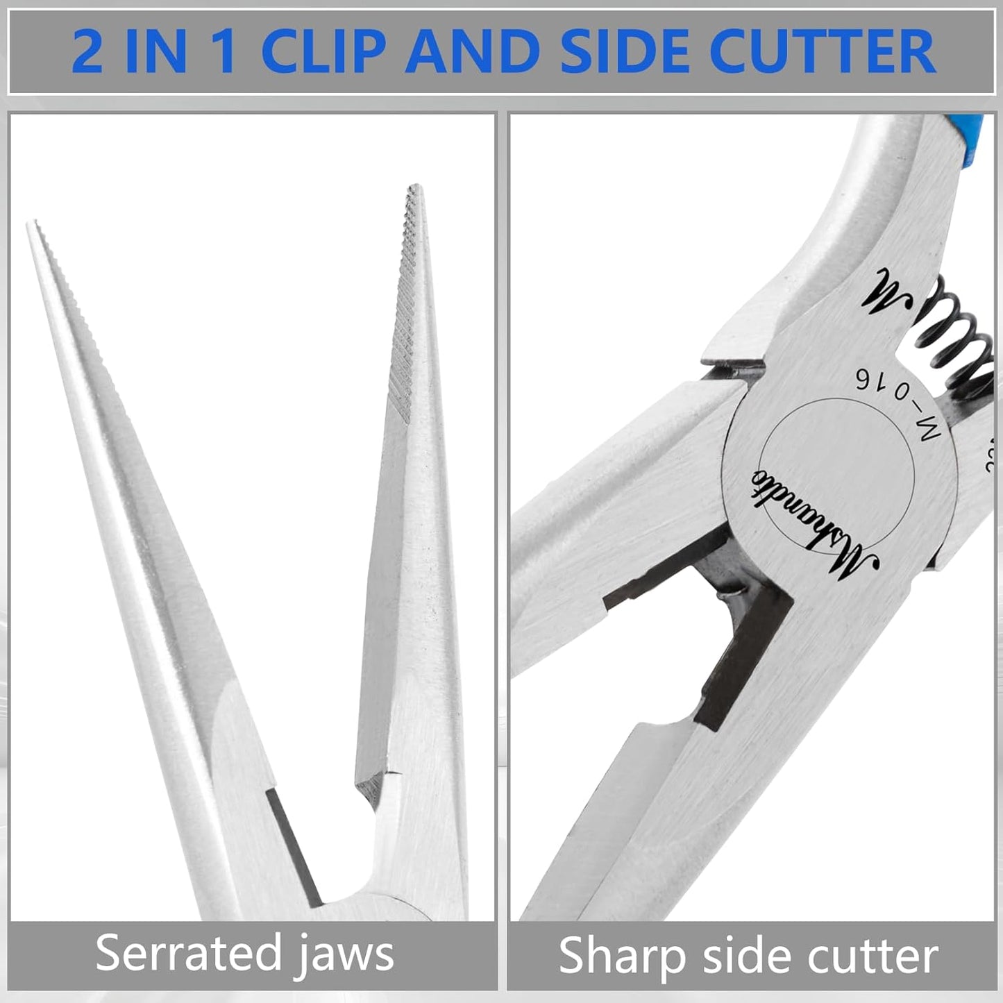 Needle Nose Pliers, mshandto 6.5" Long Nose Pliers for Wire Bending, High Carbon Steel Needle Nose Plier, Serrated Jaw Pliers for Jewelry Making Electronics Repair Object Grasping Craft Making (1Pack)