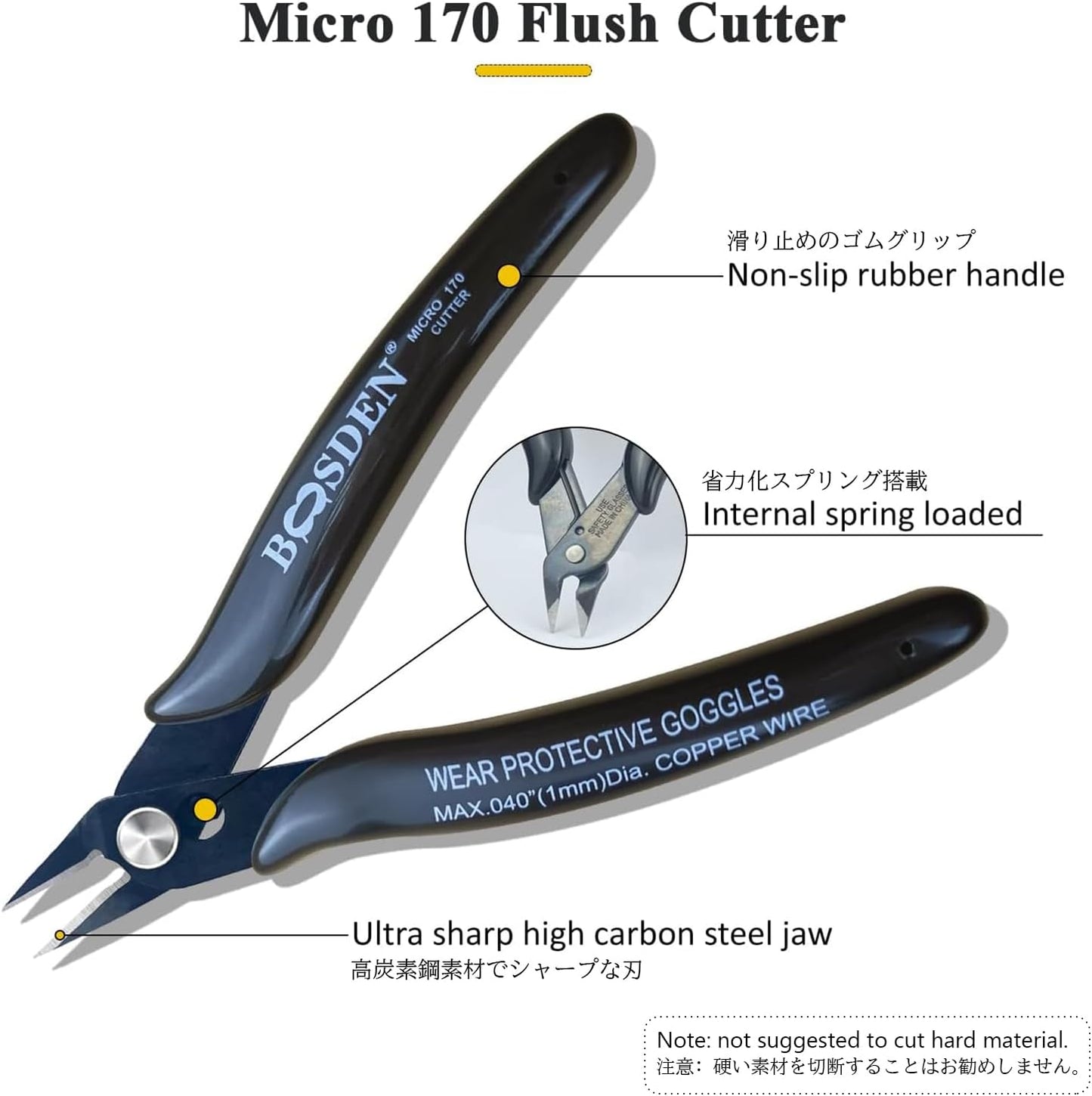 Flush Cut Pliers, 5 Pack, 5 Inch Small Wire Cutters, BOOSDEN 170 Wire Cutters Flush Cutter Pliers, Micro Cutter for Crafts, Models, Zip Ties Snips, Nippers, Electronic