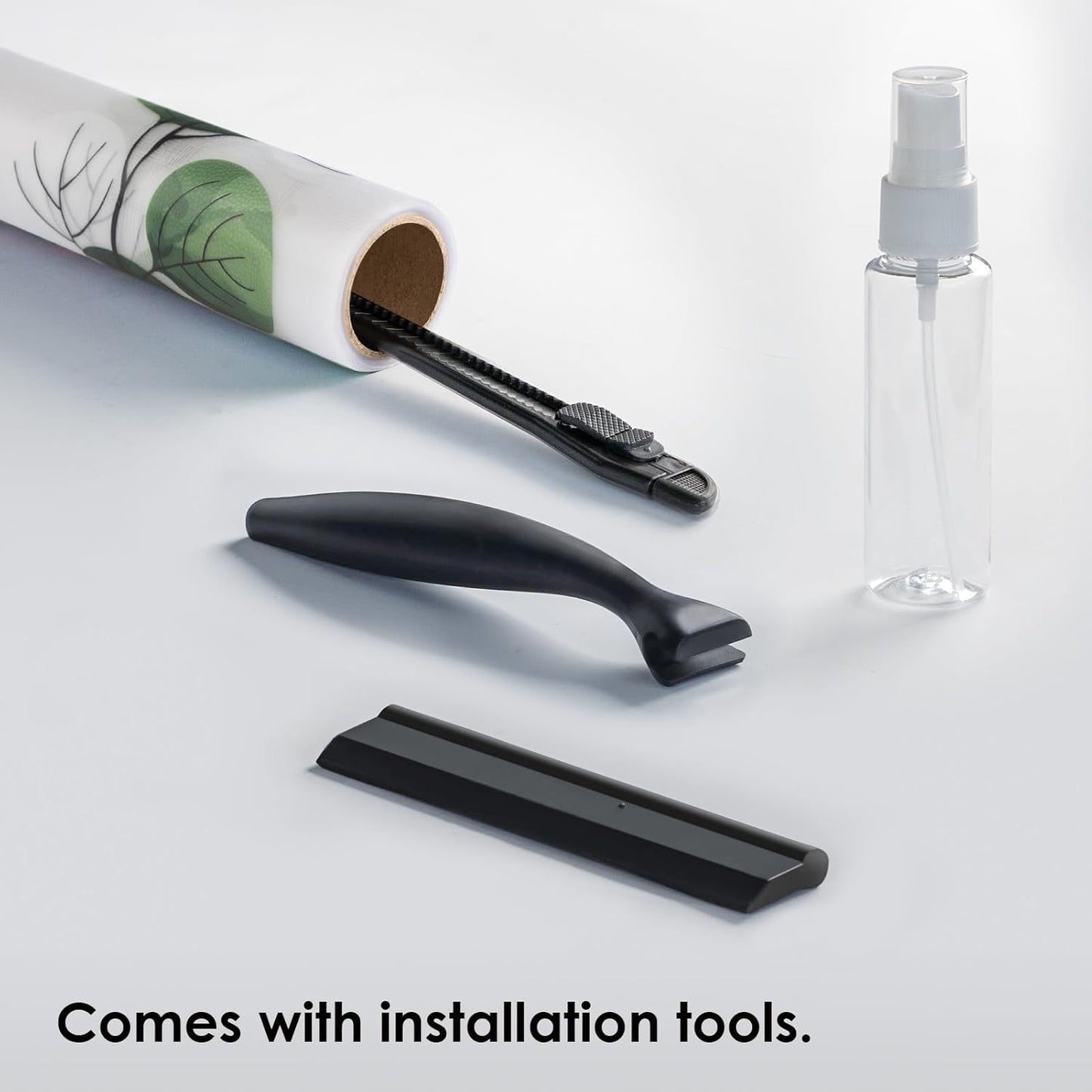 DKTIE Eucalyptus Leaves Stained Glass Window Film with Installation Tools, INS Style Window Privacy Film Decorative, Nordic Style for Home Decor (S541, 17.7'' x 78.7'')