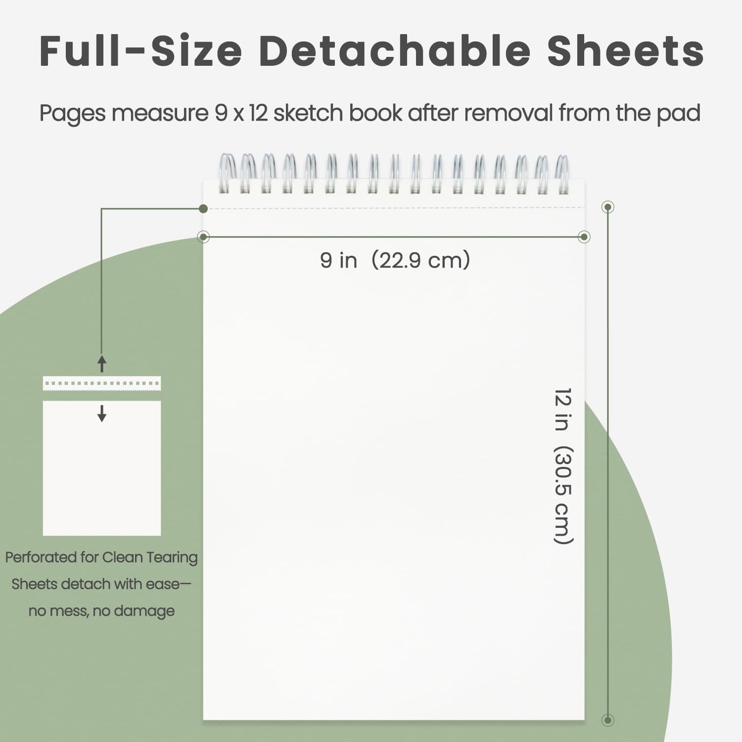 Sketch Pad 9x12 Inch, 1 Pack-100 Sheets Spiral Drawing Paper for Kids，68lb/100gsm Drawing Sketchbook for Kids Ages 8-12, Drawing Book for Adults, Teens, Painting, Drawing & Art Supplies.