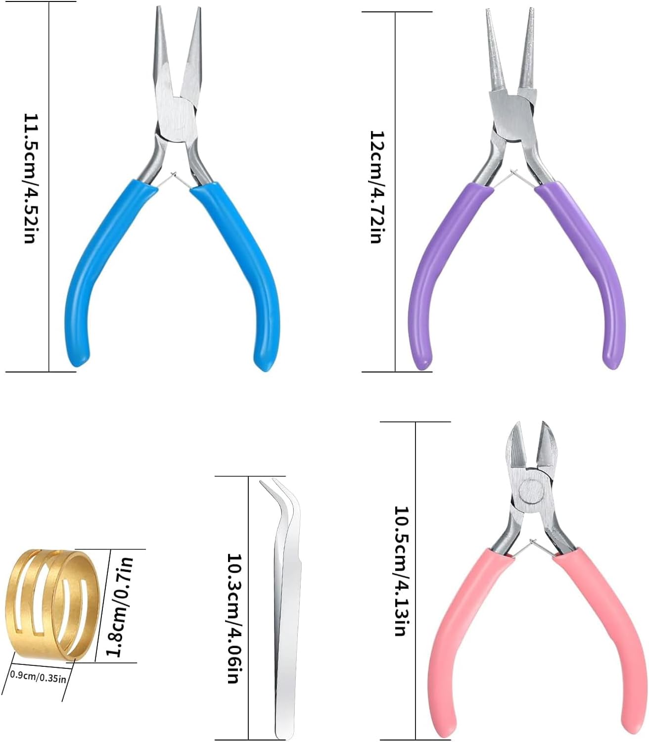 3 Pcs Jewelry Pliers Set - Needle Nose, Round Nose and Wire Cutters for Jewelry Making, Repair and Crafts，Wire Wrapping Beading Crafts Pliers