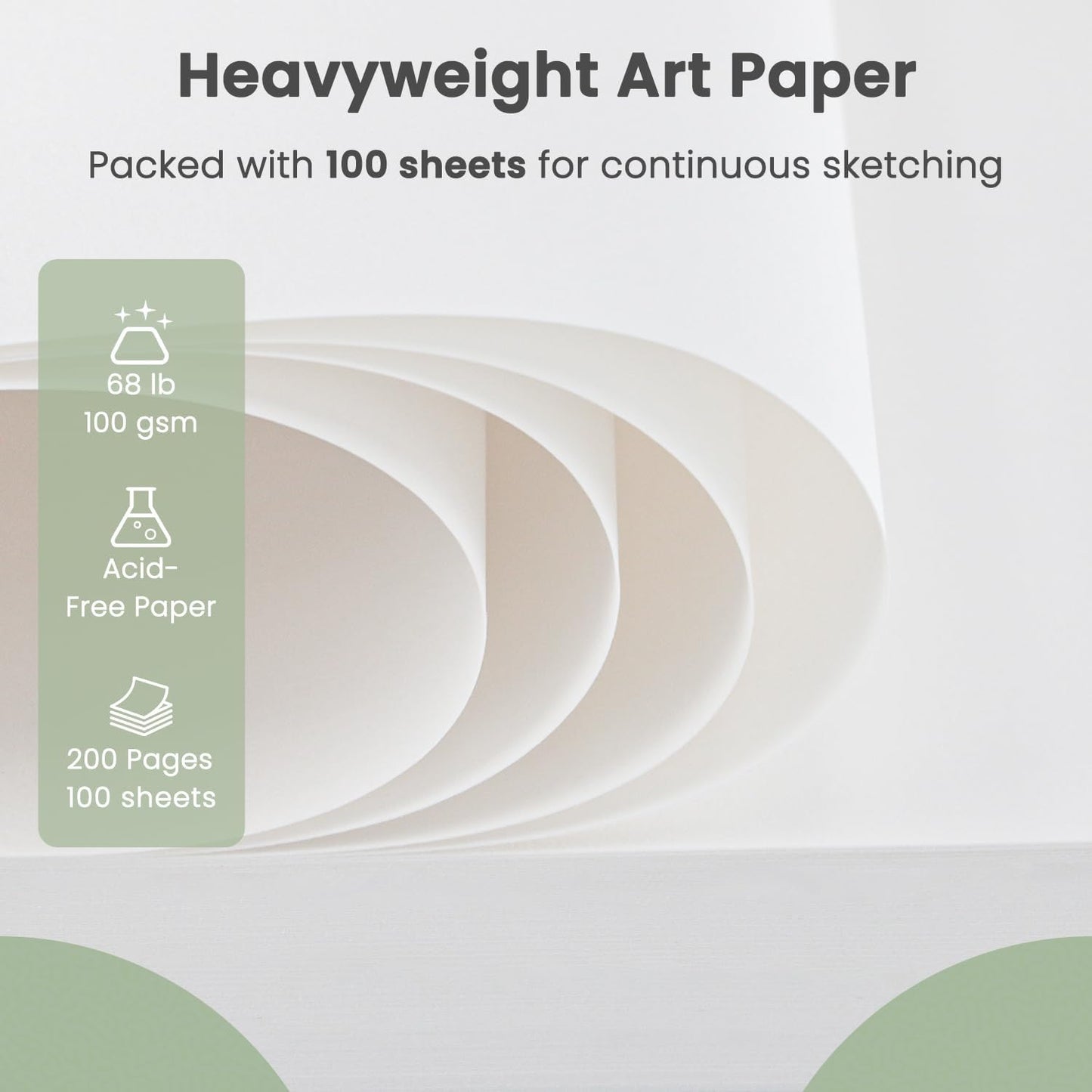 Sketch Pad 9x12 Inch, 1 Pack-100 Sheets Spiral Drawing Paper for Kids，68lb/100gsm Drawing Sketchbook for Kids Ages 8-12, Drawing Book for Adults, Teens, Painting, Drawing & Art Supplies.