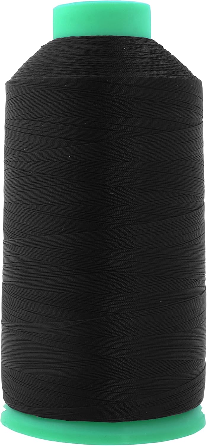 Mandala Crafts Bonded Nylon Thread Black Heavy Duty Sewing Threads - 2843 YDs Size 46 210D T45 Tex 45 Thread for Leather Jeans Weaving Outdoor Marine Upholstery Threads