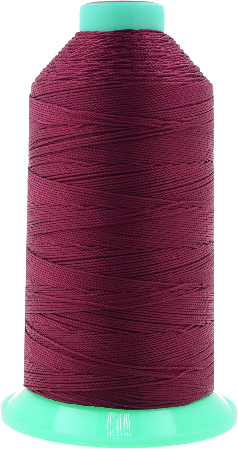 Mandala Crafts Bonded Nylon Thread Burgundy Heavy Duty Sewing Threads - 800 YDs Size 277 840D T270 Tex 270 Thread for Leather Jeans Weaving Outdoor Marine Upholstery Threads