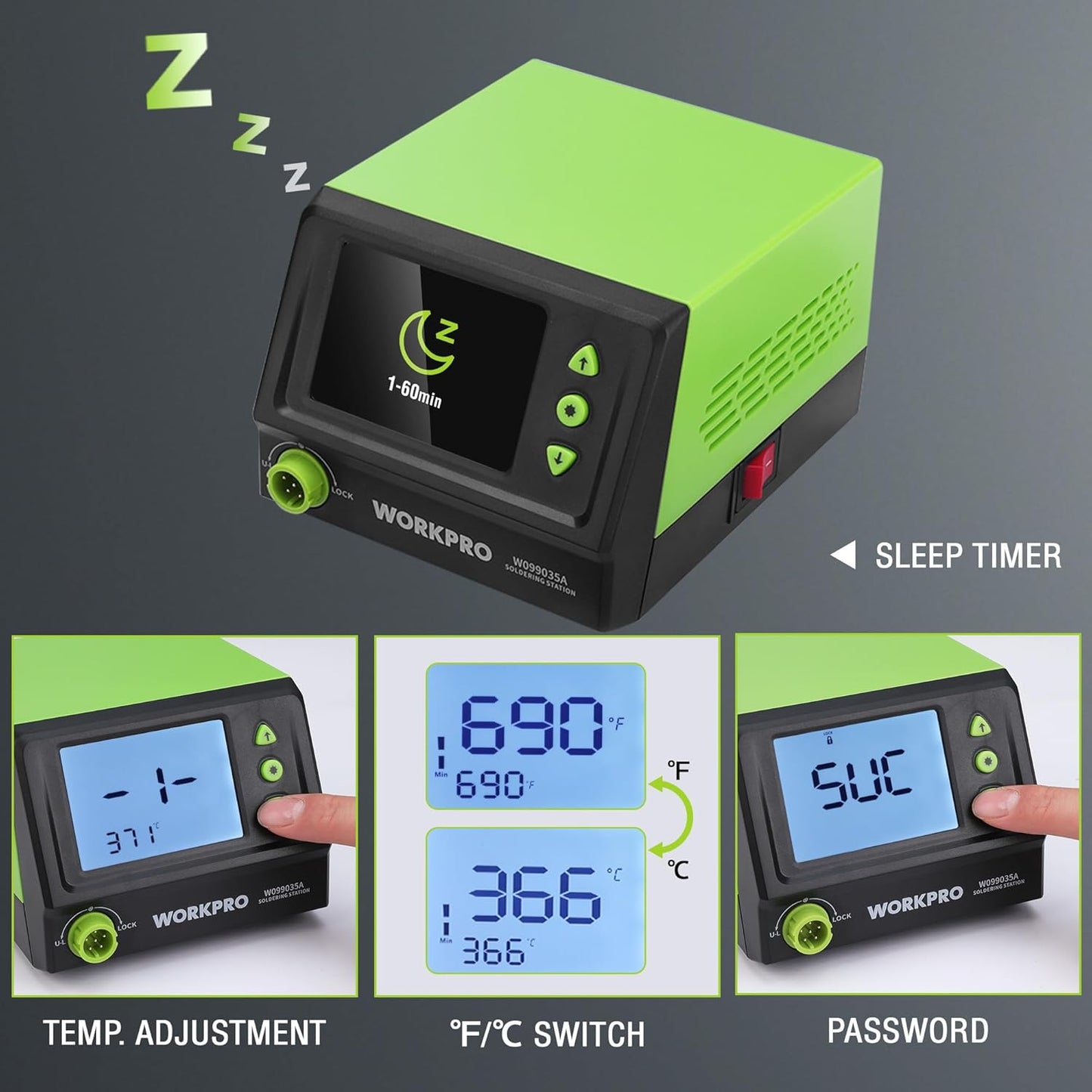 WORKPRO Soldering Station, 60W Soldering Iron Kit with Digital Display and 5 Extra Iron Tips, Precision Temperature Control Solder Station for Electronic Repair, DIY Enthusiasts