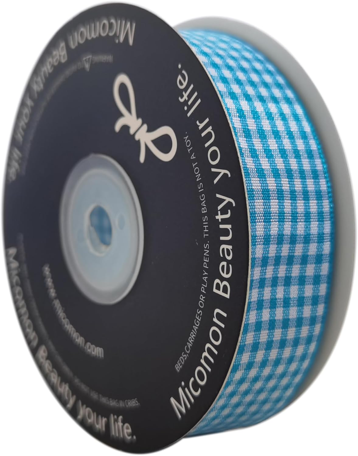 Micomon 1-Inch Vivid Blue and White Woven Edge Plaid Ribbon Polyester Gingham Ribbon 25 Yards Each Roll (1",Vivid Blue)