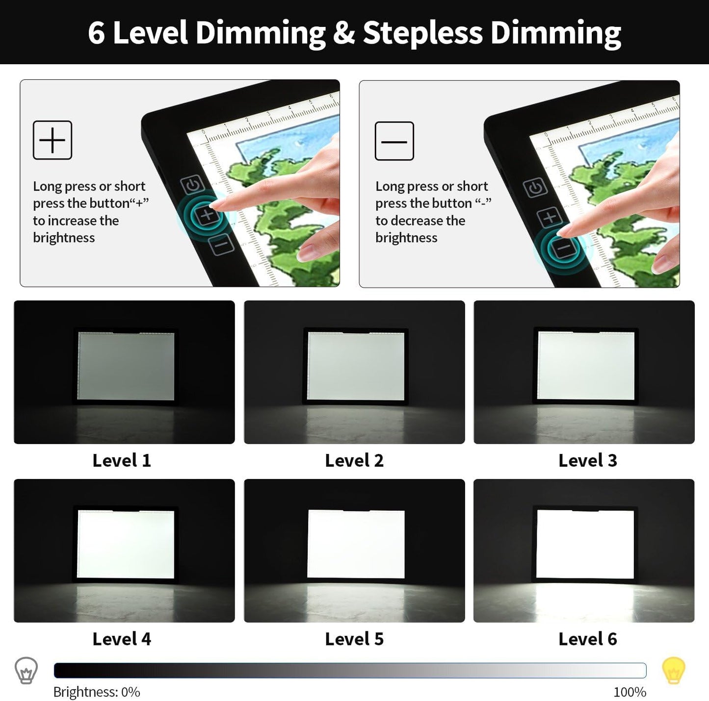 Zocelight Rechargeable A4 Light Box,led Light pad with Built-in Stand & Clip,6 Levels of Brightness Light Box for tracing,Diamond Painting.Light Table for Artists,Drawing,Sketching,Animation,X-ray
