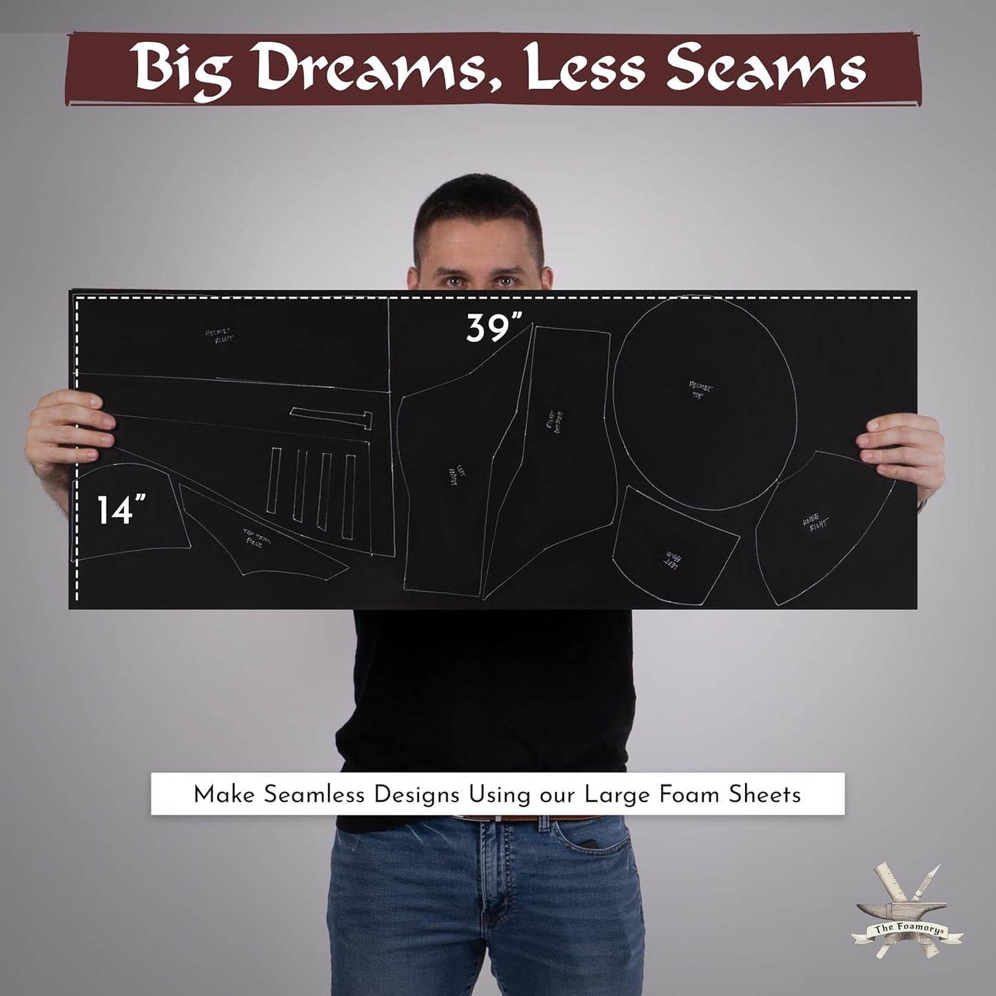 Shape Retention EVA Cosplay Foam 10mm (1mm-10mm) 14x39 inch Black or White High Density EVA Foam Sheets. Premium 85 kg/m3 Heat Shape Material for DIY Convention or Halloween Costumes by The Foamory