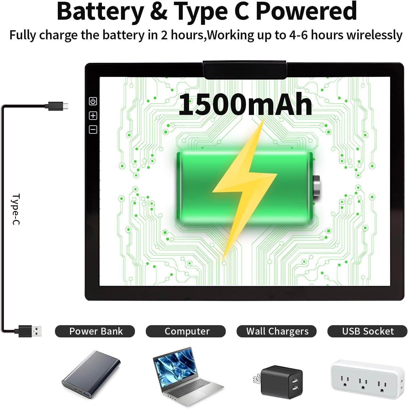 Zocelight Rechargeable A4 Light Box,led Light pad with Built-in Stand & Clip,6 Levels of Brightness Light Box for tracing,Diamond Painting.Light Table for Artists,Drawing,Sketching,Animation,X-ray