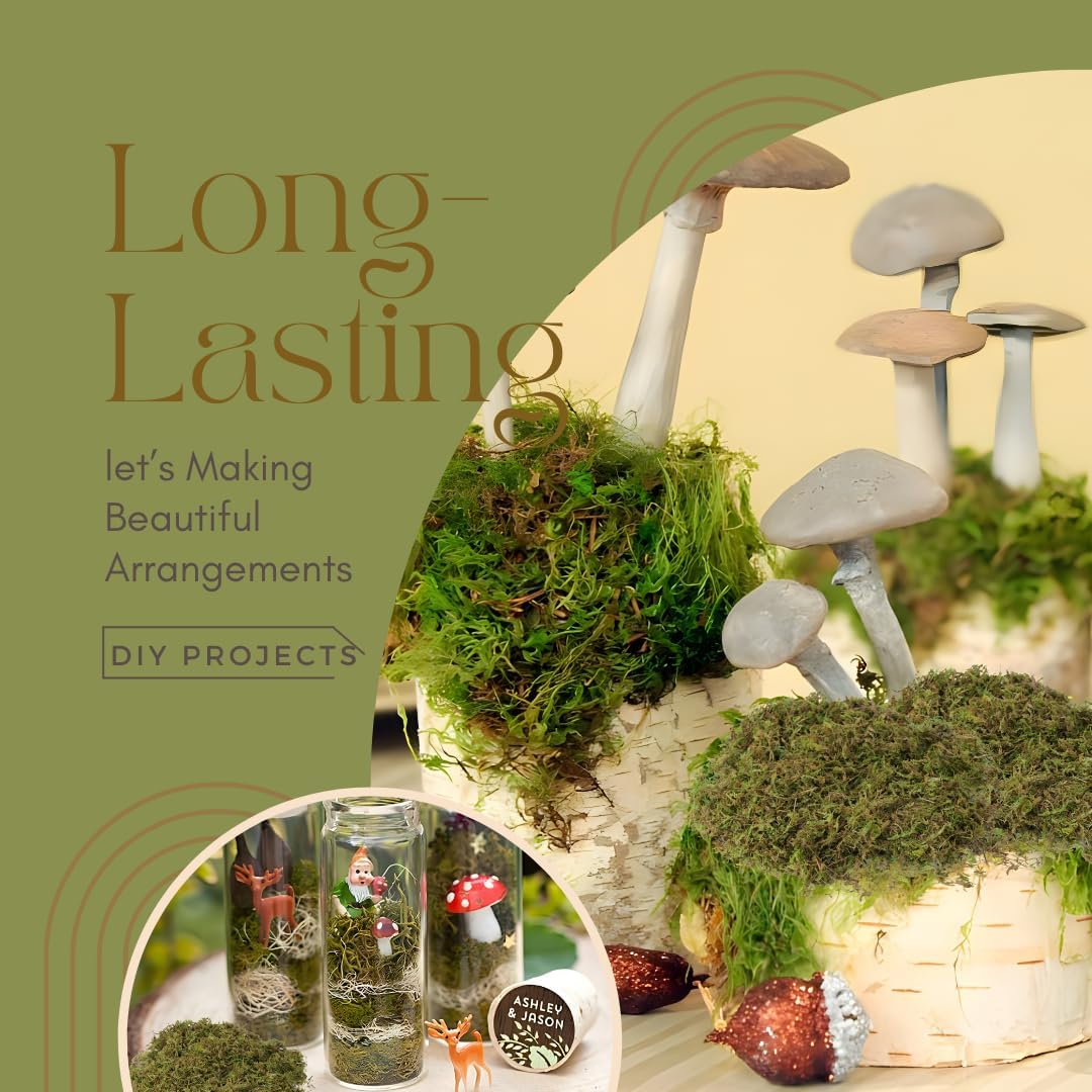 Fake Green Moss for Potted Plants, 4OZ Artificial Moss for DIY Crafts, Faux Moss for Table Centerpieces Fairy Garden Decor (Fresh Green 140gr)