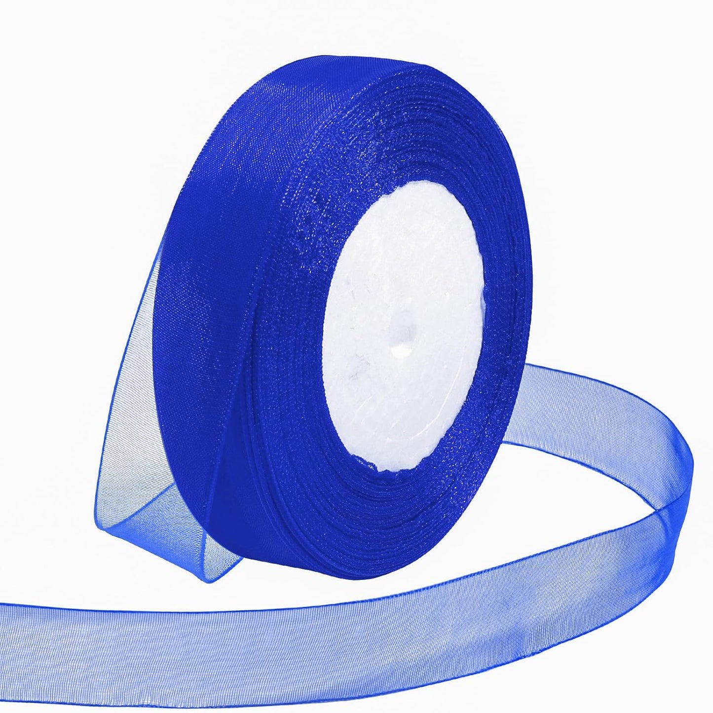 Ribbon for Gift Wrapping 3/4 inch Royal Blue Sheer Organza Ribbon for Flower Bouquet Tulle Thin Chiffon Ribbons for Wedding Invitations Christmas Halloween Presents Decorations Crafts 50 Yards