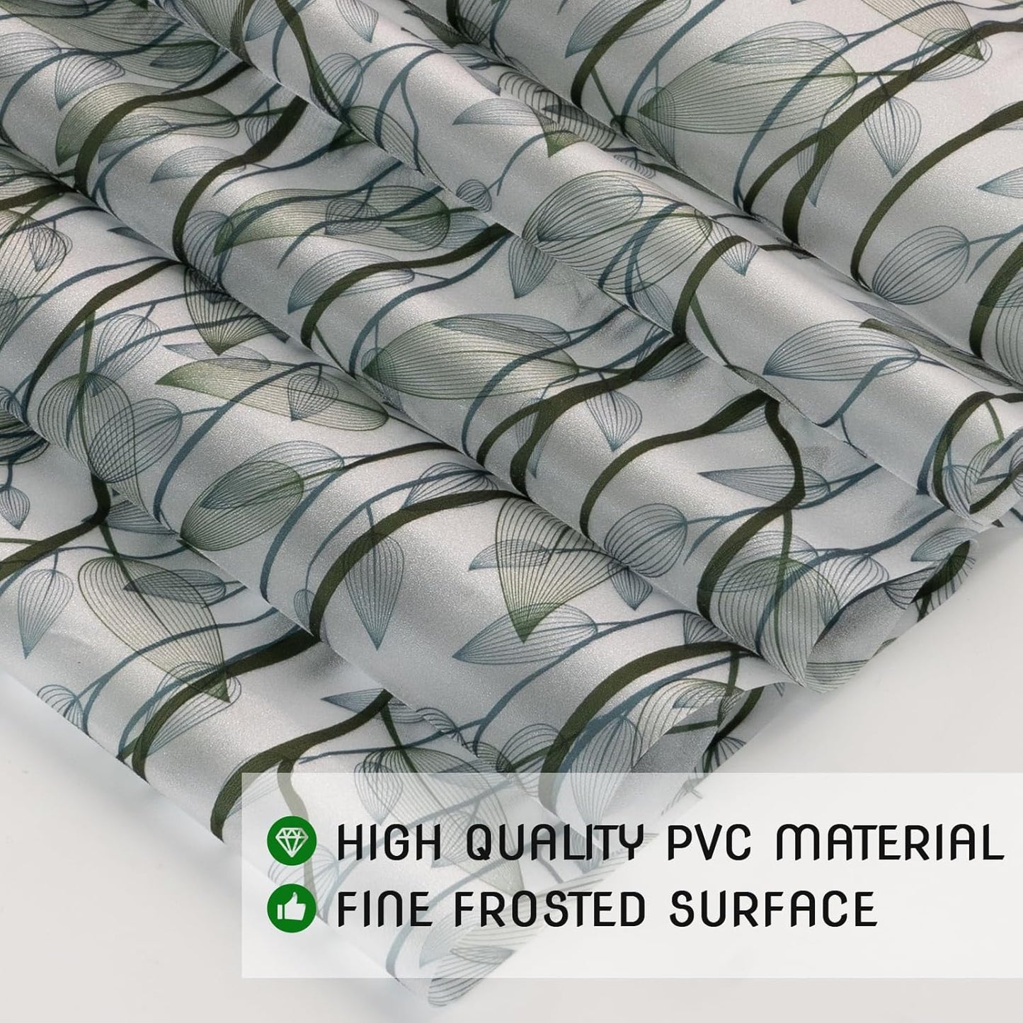 DKTIE Window Film Privacy with Installation Tools, Decorative Stained Glass Window Clings for Home, Static Cling Window Sticker for Front Door, Bathroom, Glass Door (Dark Green, 35.4'' x 78.7'')