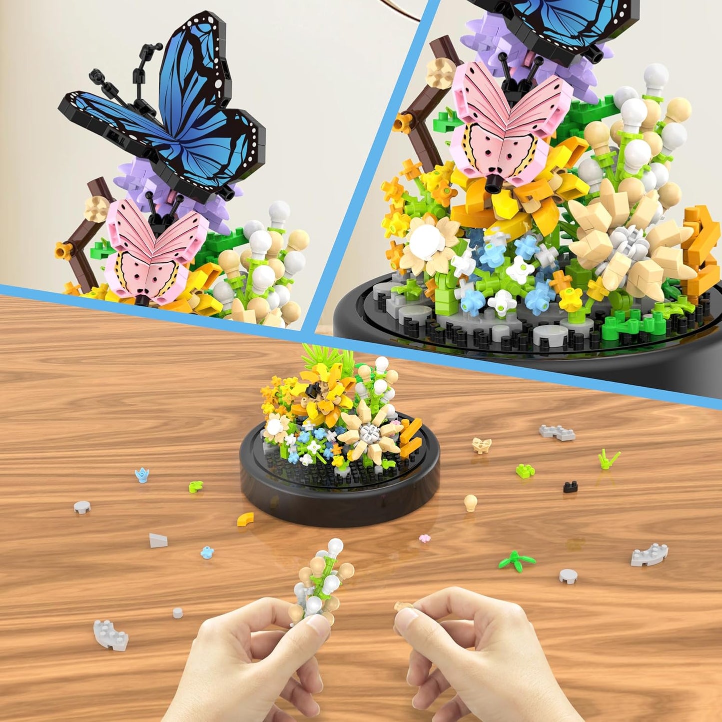 Flower Bouquet Building Kit, 530 Pcs Butterfly and Flowers Mini Bricks Building Blocks Sets, Valentines Day Gifts for Her Him Valentine's Day Gifts for Her Mom Women Girlfriends(Butterfly)