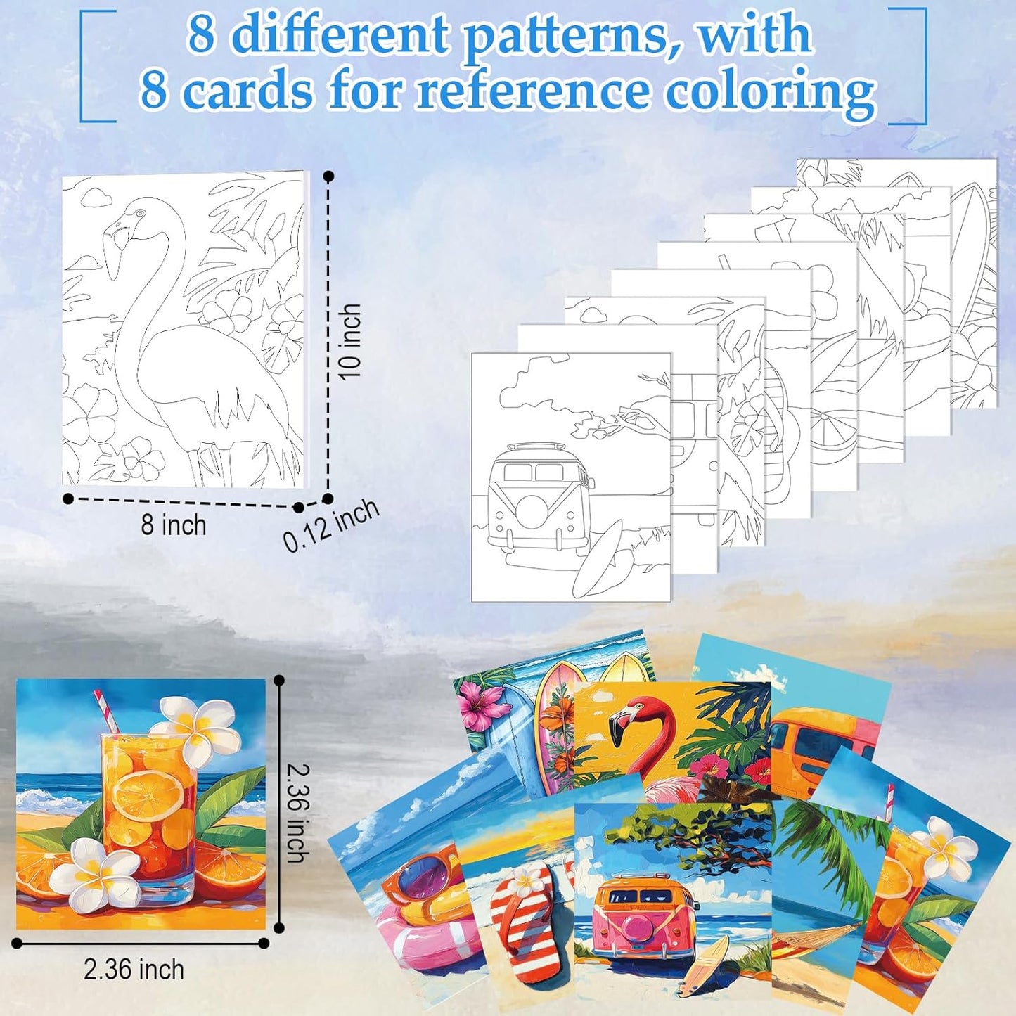 Cholemy 36 Pcs Paint and Sip Kit for Adults 8''x10'' Pre Drawn Canvas for Painting DIY Afro Acrylic Painting Kit Wood Easel Brushes Date Night Bulk for Christmas Party Gifts(Hawaii)