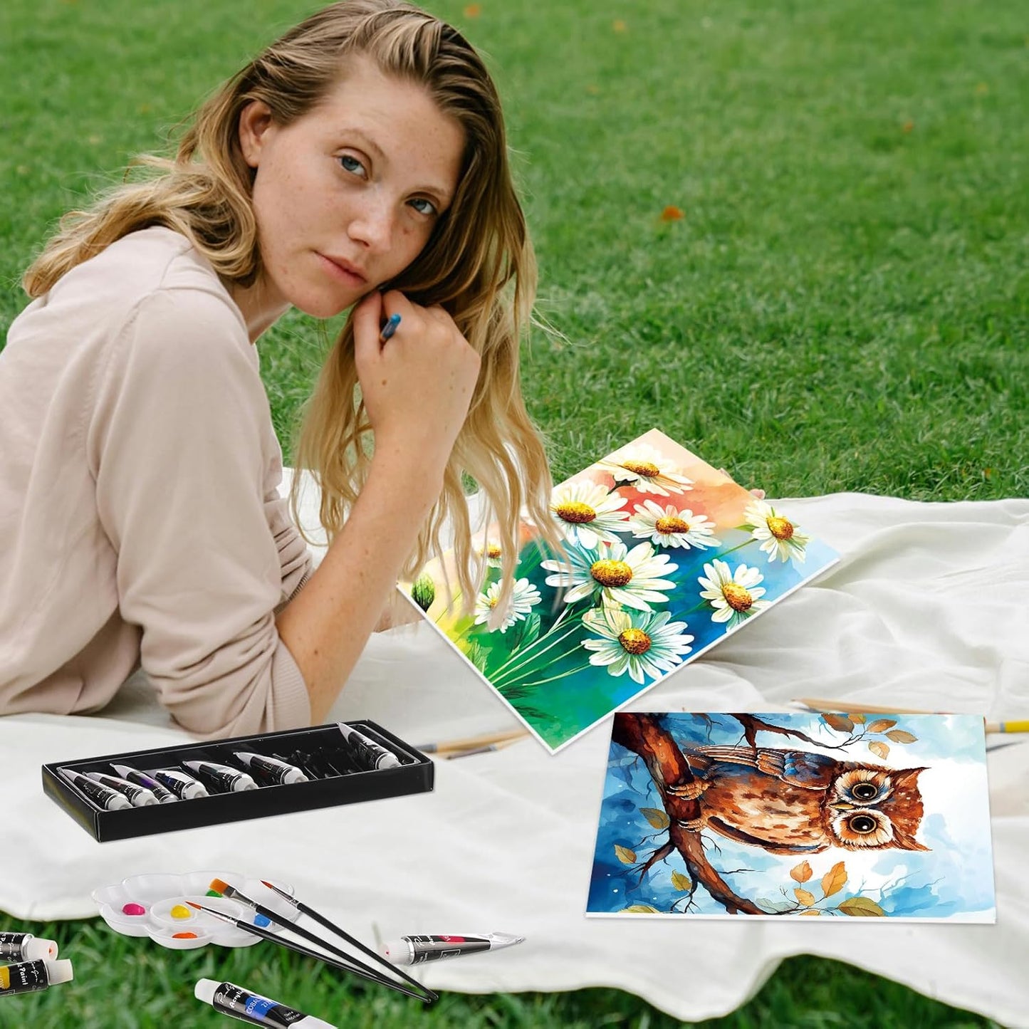 Cholemy 36 Pcs Paint and Sip Kit for Adults 8''x10'' Pre Drawn Canvas for Painting DIY Afro Acrylic Painting Kit Wood Easel Brushes Date Night Bulk for Christmas Party Gifts(Plants Animals)