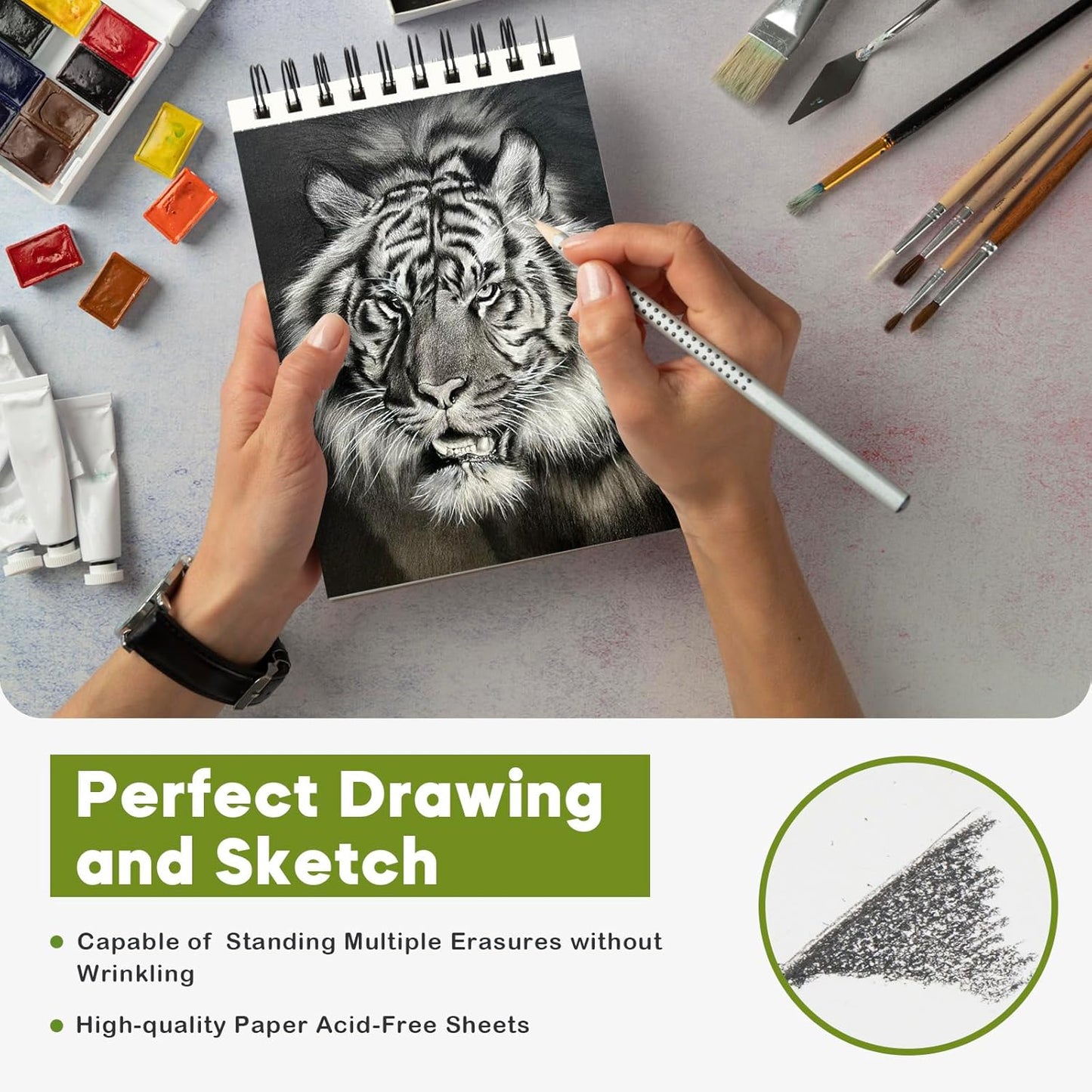 CONDA 5.5 x 8.5 Sketchbook Book - Top Spiral Bound Pad, 2 Packs of 100-Sheets (68lb/100gsm) Acid Free Artistic Paper for Drawing, Painting, Writing - Ideal for Beginners Artists