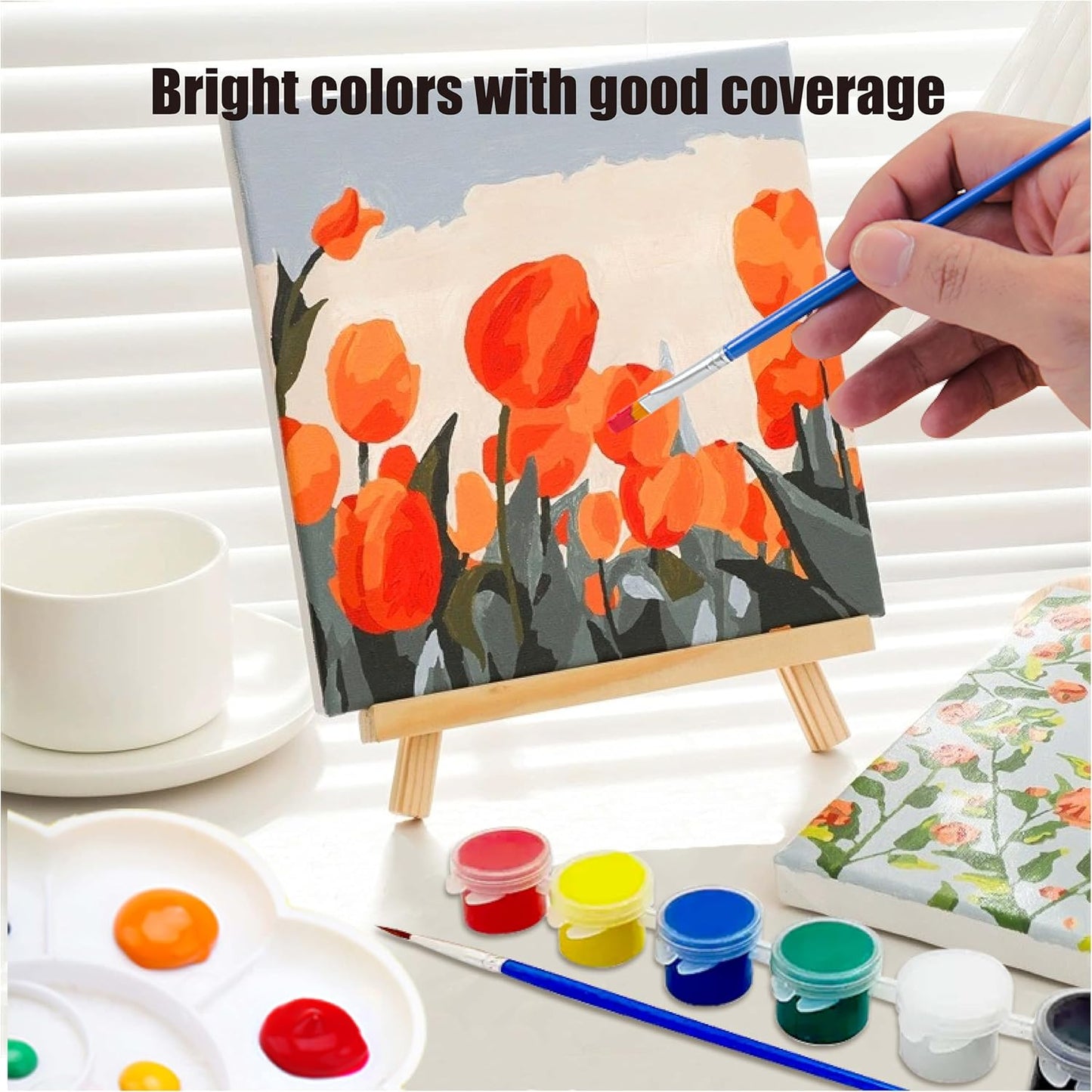 10 Pack 6 Colors Mini Acrylic Paint and Brushes Set for Kids Party Favor, Individual Paints Strips Sets with Brush for Kid, Student Painting Kit for Canvas(10 Pack)