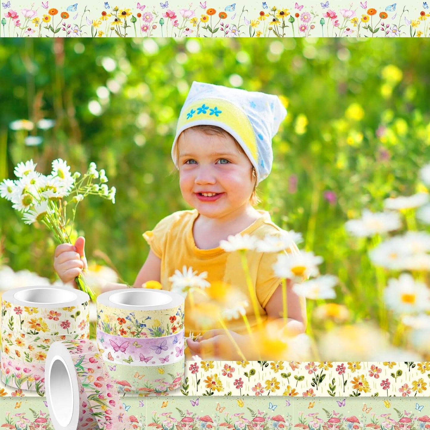 Adirasenotek 12 Rolls Floral Washi Tape Set,Butterfly Flower Washi Tape Decorative Paper Stickers Decorative Tape,DIY Art Crafts Wrapping Decor for Gifts Wrapping