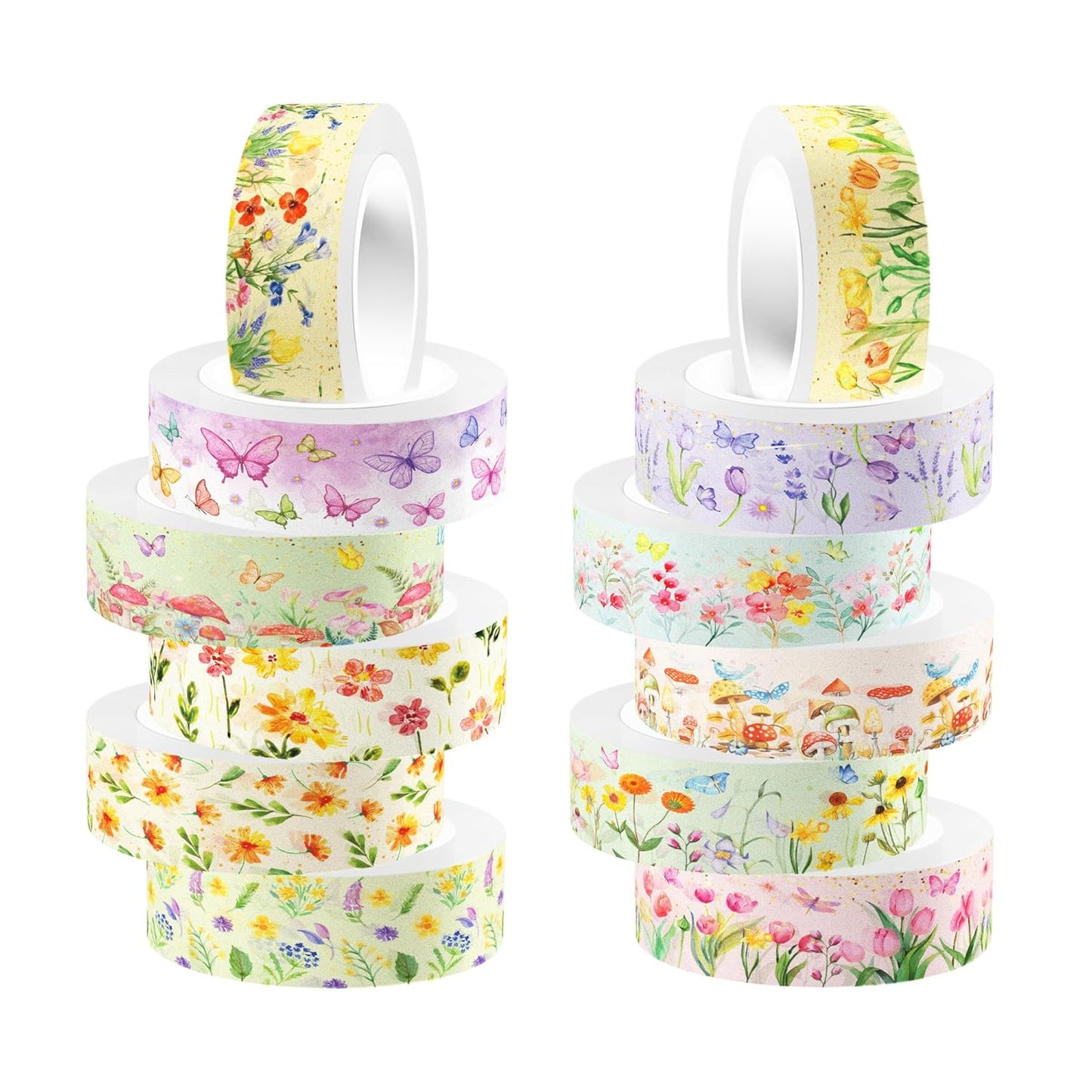 Adirasenotek 12 Rolls Floral Washi Tape Set,Butterfly Flower Washi Tape Decorative Paper Stickers Decorative Tape,DIY Art Crafts Wrapping Decor for Gifts Wrapping