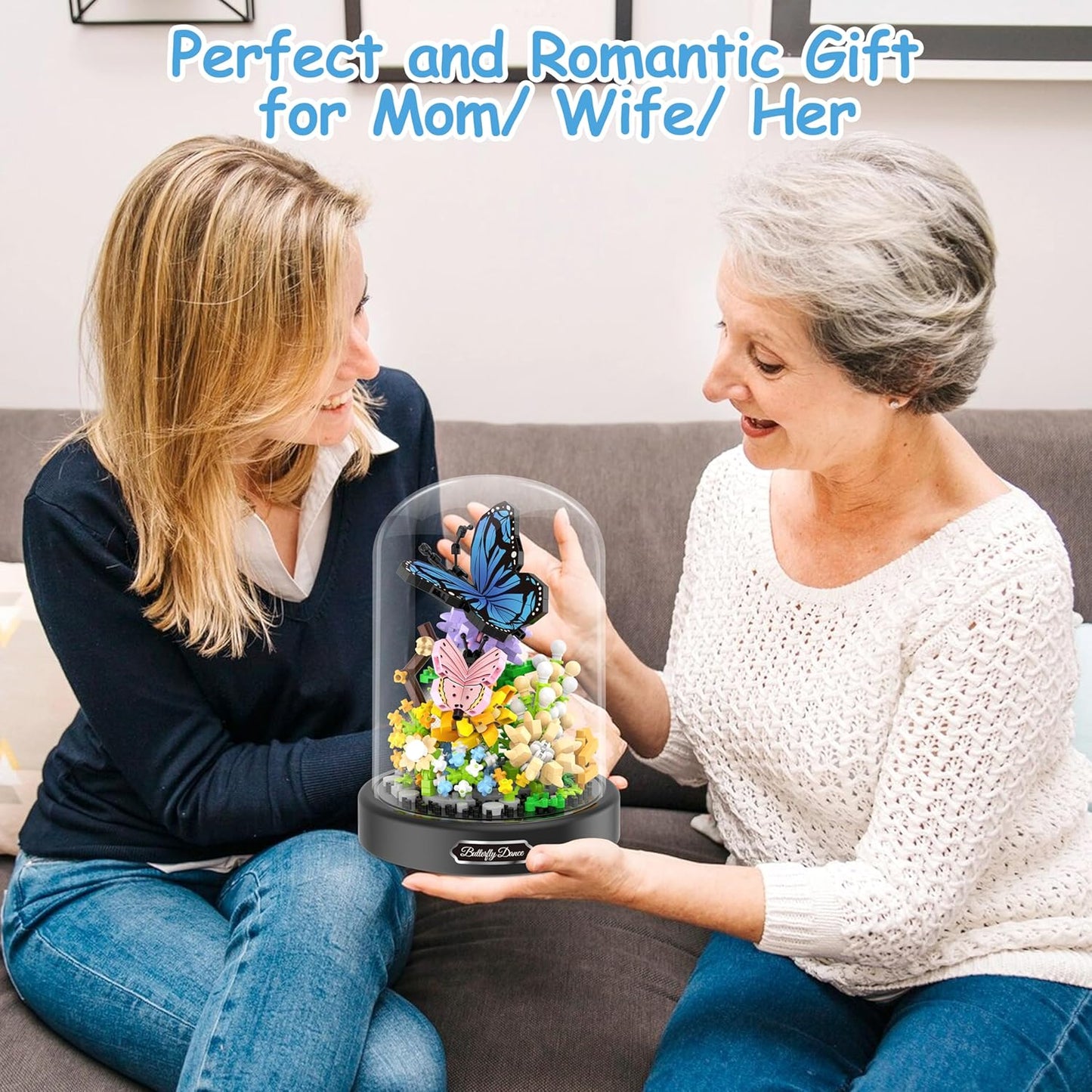 Flower Bouquet Building Kit, 530 Pcs Butterfly and Flowers Mini Bricks Building Blocks Sets, Valentines Day Gifts for Her Him Valentine's Day Gifts for Her Mom Women Girlfriends(Butterfly)