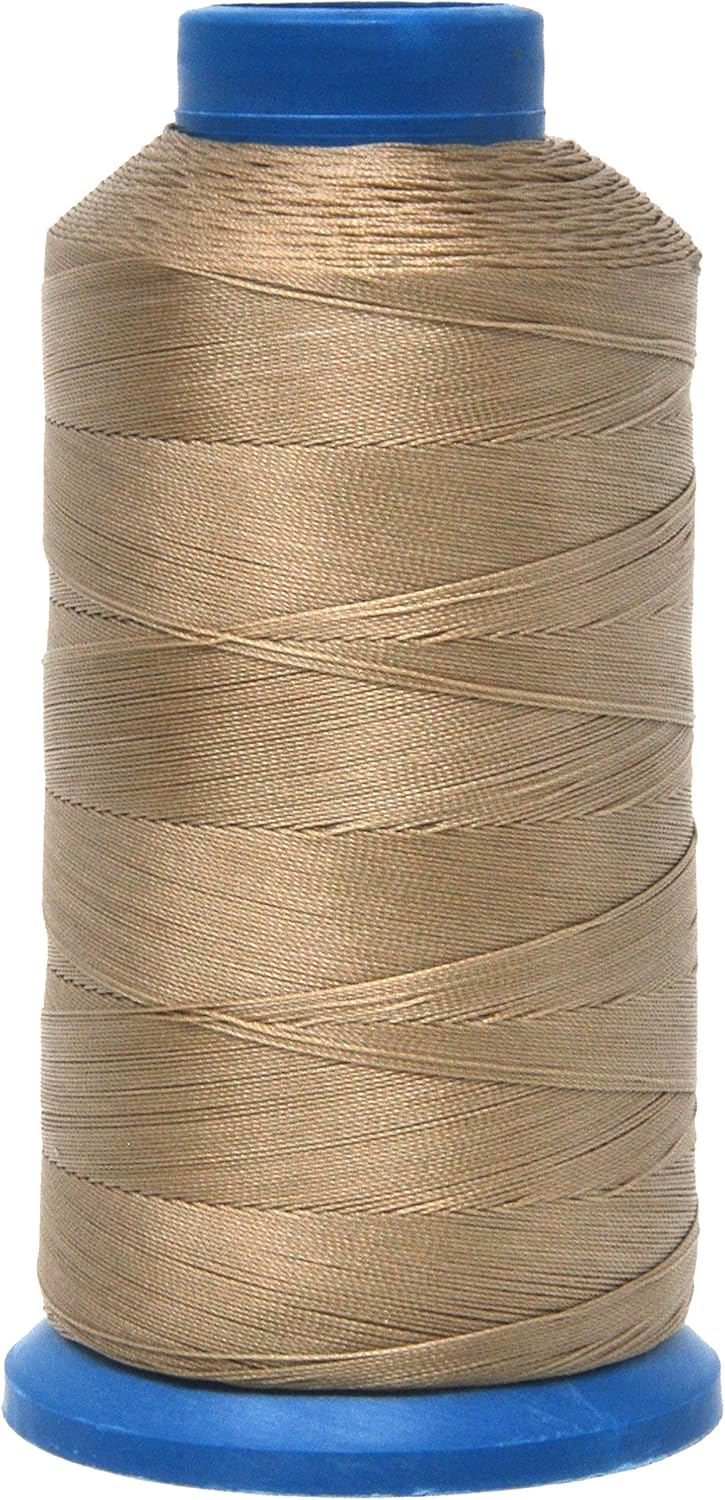 Mandala Crafts Bonded Nylon Thread Khaki Heavy Duty Sewing Threads - 1500 YDs Size 69 210D T70 Tex 70 Thread for Leather Jeans Weaving Outdoor Marine Upholstery Threads