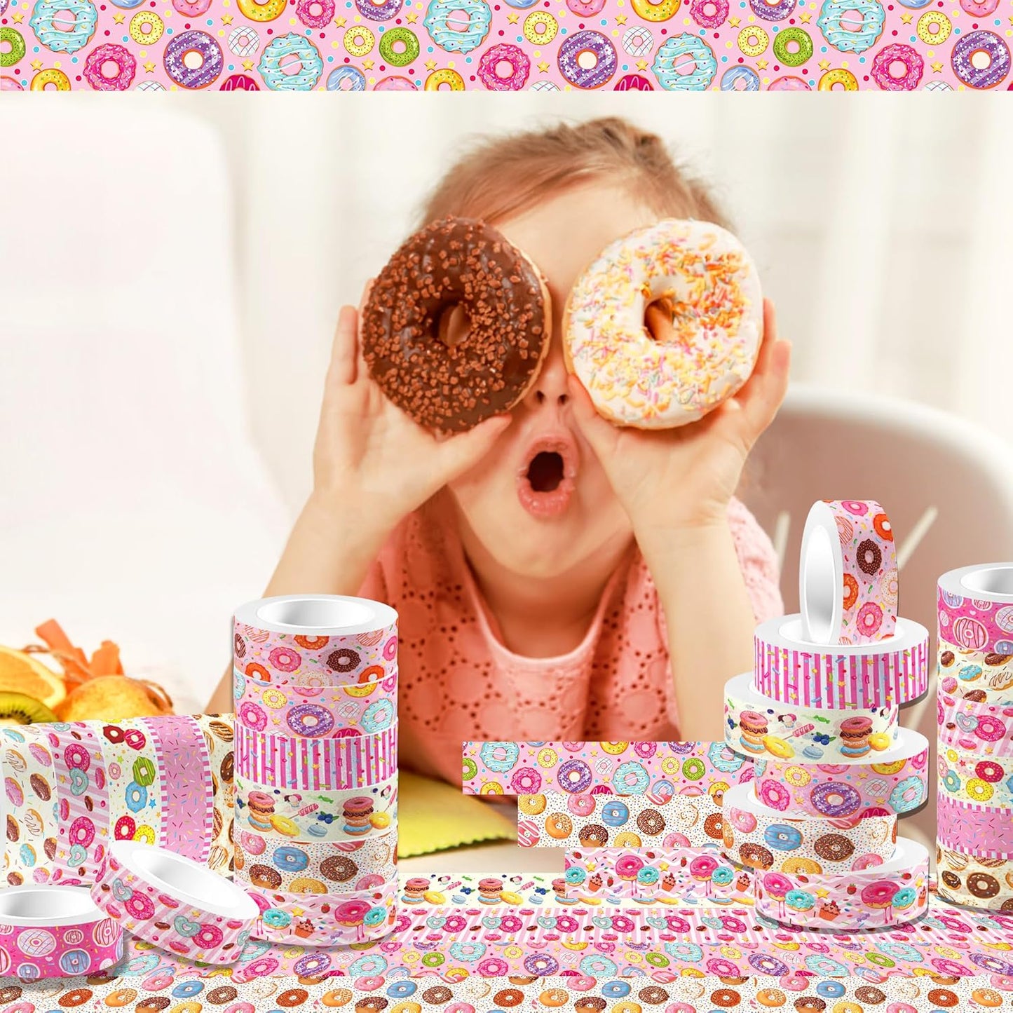 Donut Washi Tape Set 12 Rolls,Cute Washi Tape Candy Cake Gifts Wrapping Decorative Paper Stickers Decorative Tapes for DIY Art Crafts Wrapping Decor Junk Journal Scrapbooking Gifts Stickers
